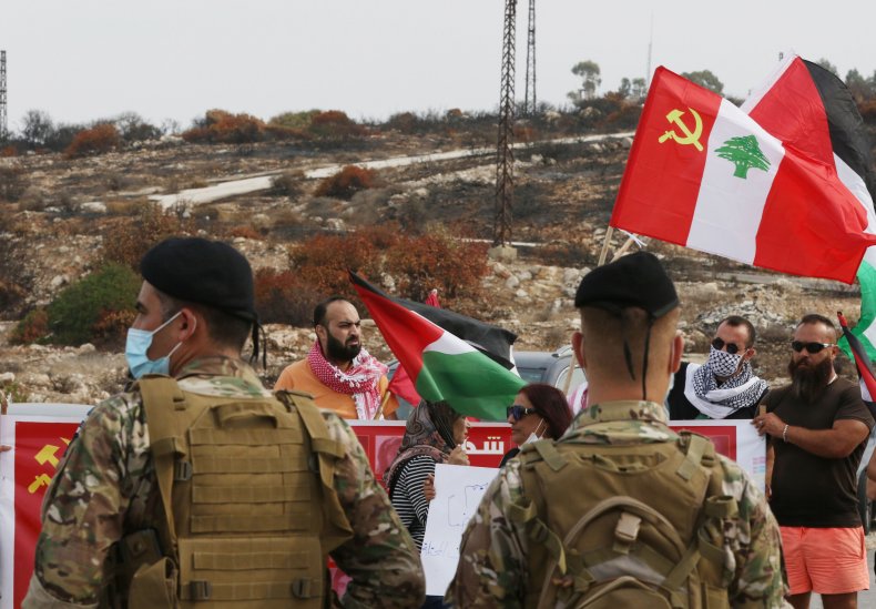 lebanon, communist, party, protest, israel, palestinian, flag