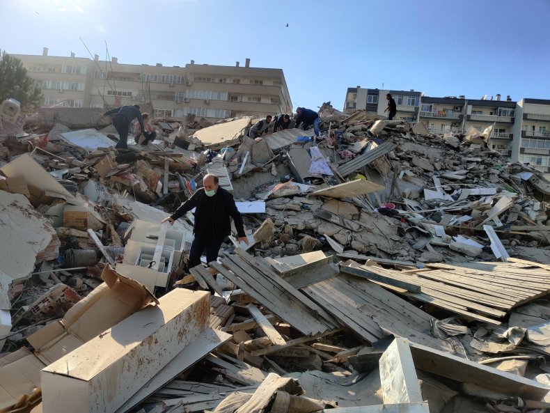 Earthquake ruins in Izmir, Turkey