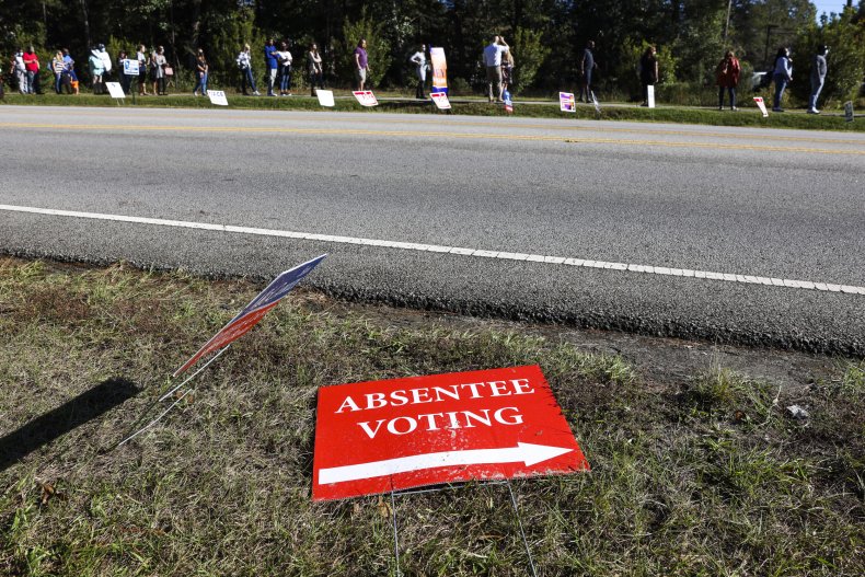 "Absentee voting" sign in South Carolina