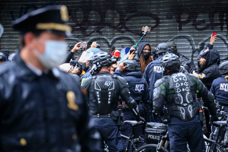 NYPD officers arrest protester November 2020