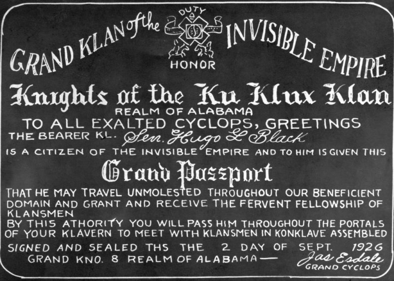 1937: Hugo Black forced to explain KKK connections 1937: Hugo Black forced to explain KKK connections