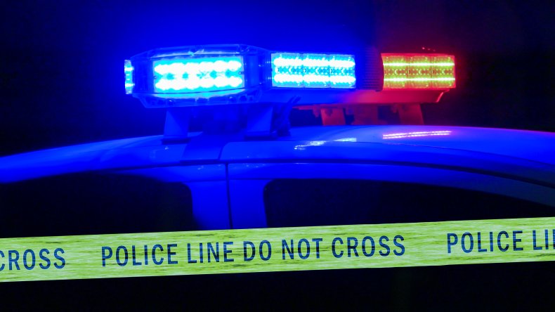 Police lights and tape
