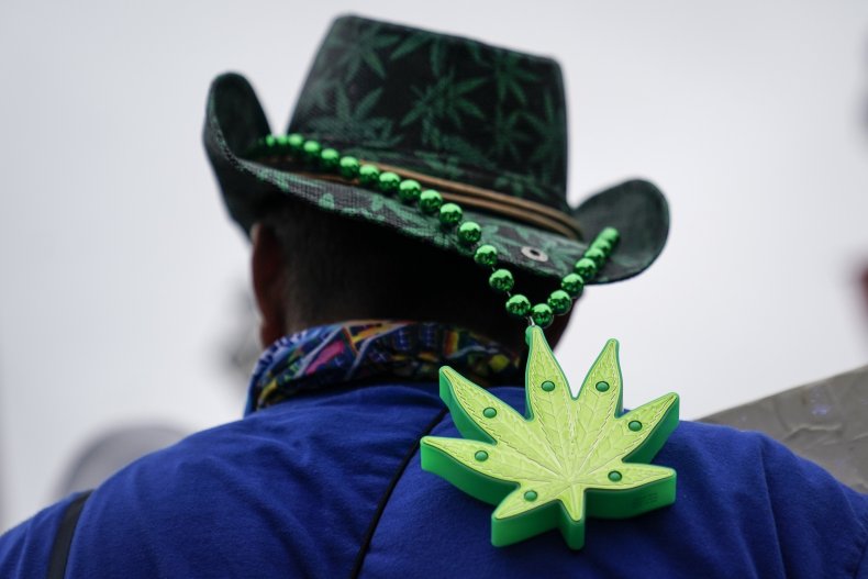 marijuana legalization supporter outside 2020 Democratic debate
