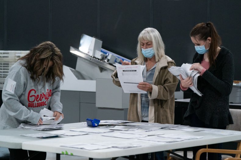 Georgia Poll Workers Separate Ballots