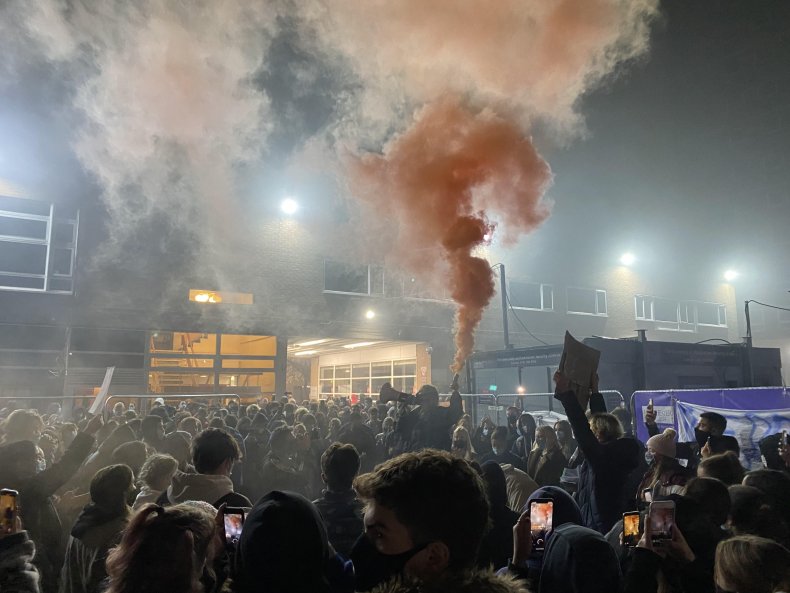 Manchester University student fence protest