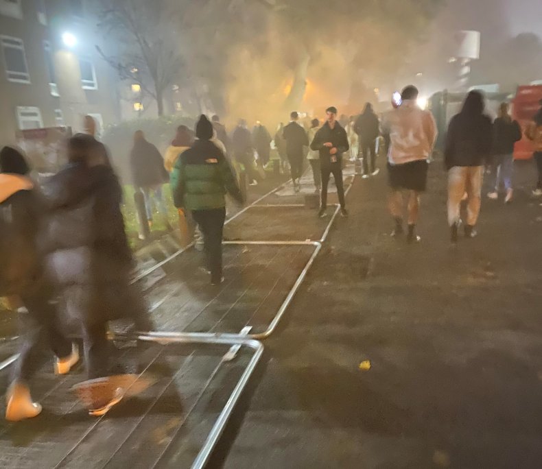 Manchester University student protest COVID fences
