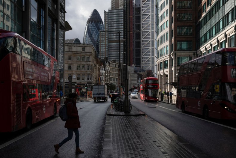 City of London banking district during covid