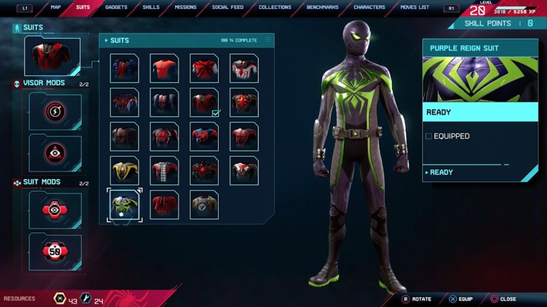 spiderman miles morales purple reign suit