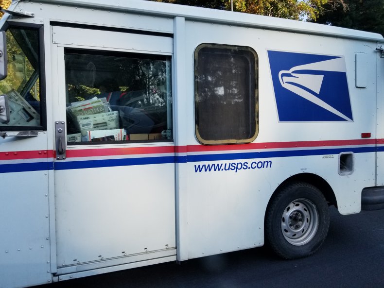 U.S. Postal Service delivery truck, California, 2017