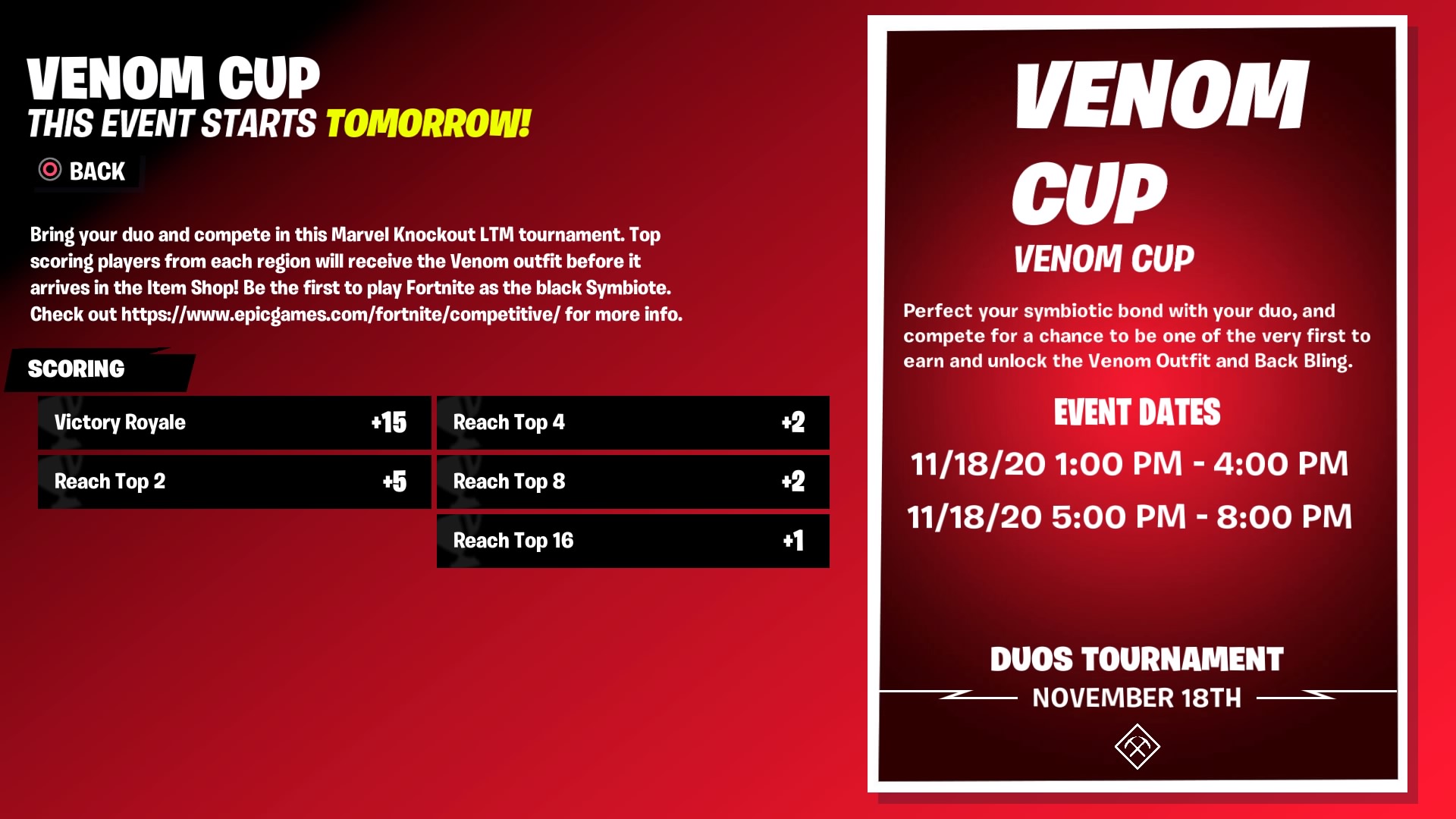 Fortnite Venom Cup Start Time And How To Get The Venom Skin Early