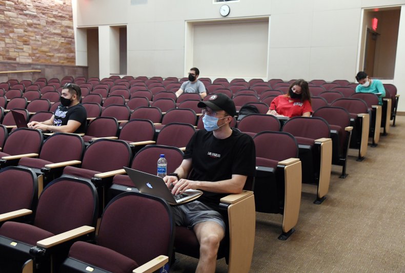 students college campus masks lecture