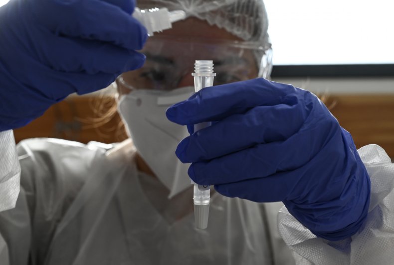 FRANCE-HEALTH-VIRUS-TEST A member of the French Red