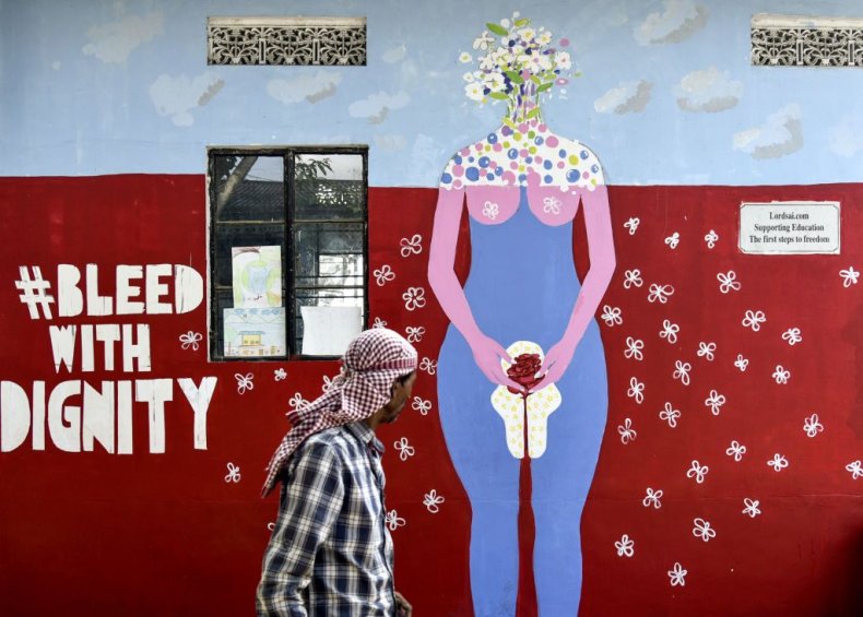 Painting about menstruation in Guwahati, India