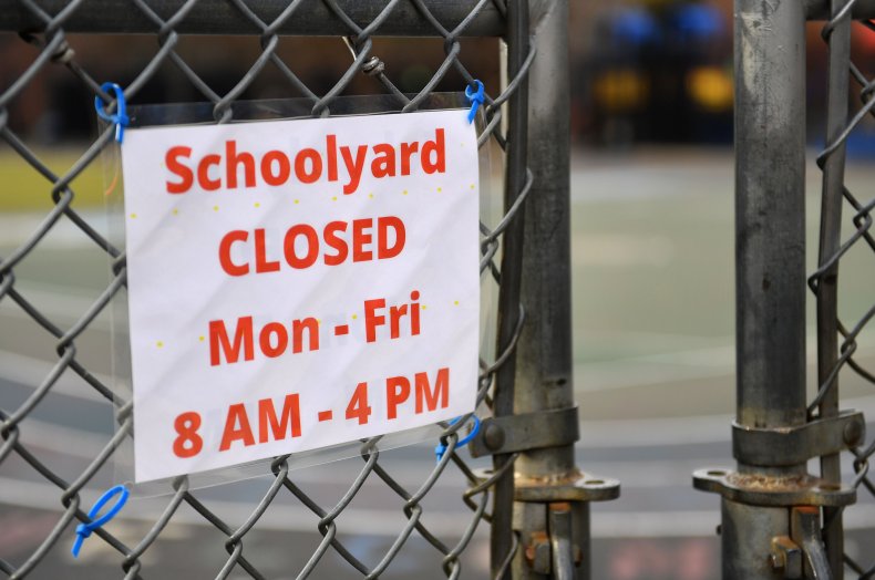 US-HEALTH-VIRUS-SCHOOLS-CLOSING A schoolyard is closed outside a 