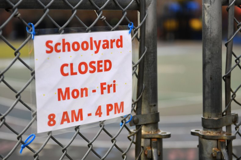 US-HEALTH-VIRUS-SCHOOLS-CLOSING A schoolyard is closed outside a