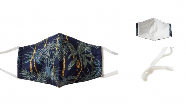 TROPICAL NAVY PRINT 3-PLY FACE MASK