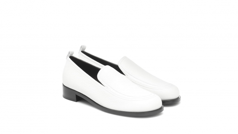 The Row White Leather Loafers