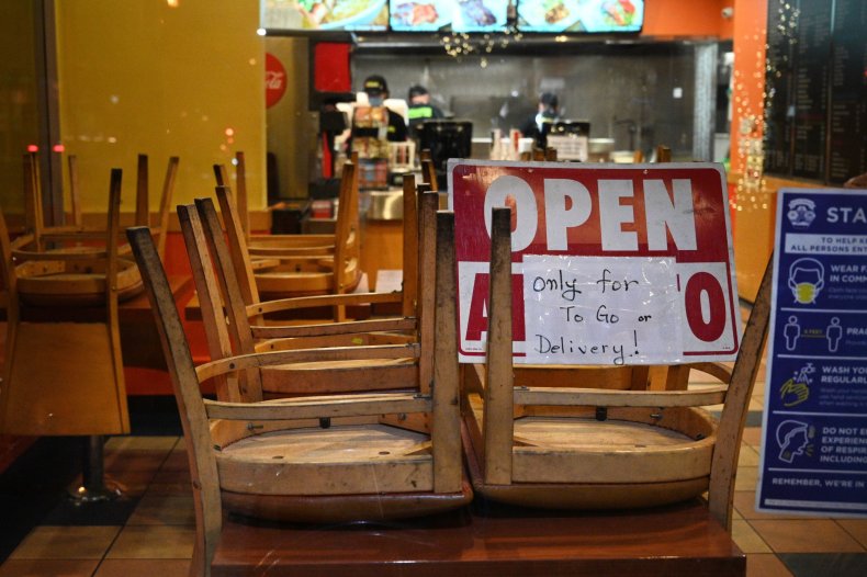 US-HEALTH-VIRUS-RESTAURANT Employees work in a restaurant open