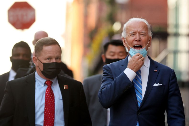 President-elect Joe Biden Pulls Down his Mask