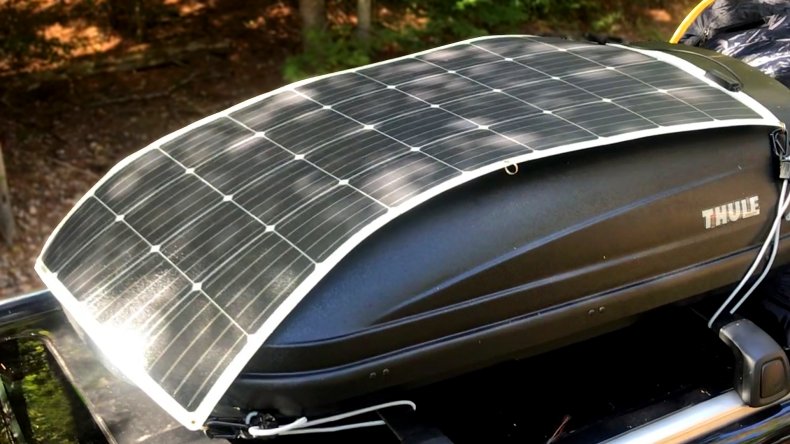 Renogy's solar panel on an SUV Renogy's solar panel on an SUV