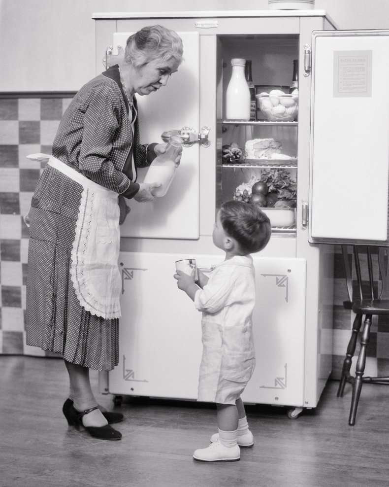 Toddler Refrigerator Stock Image Funny