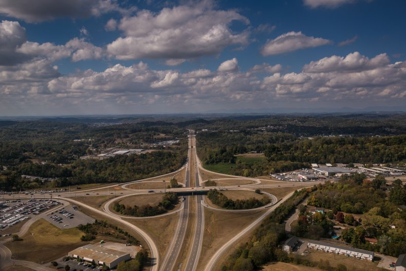 Overhead photograph of Knoxville, Tennessee