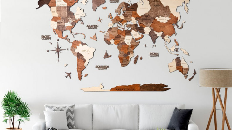 EnjoyTheWood™ 3D Multicolor World Map Wall Decor