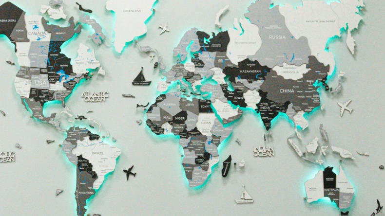 EnjoyTheWood™ Grey LED World Map