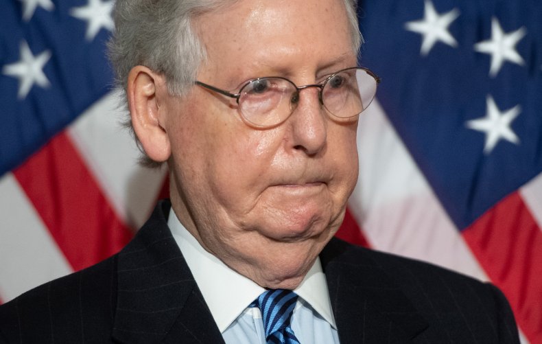 Mitch McConnell in front of U.S. Flag