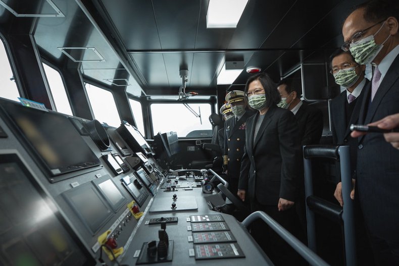 Taiwan President Tsai Ing-Wen Inspects New Warship