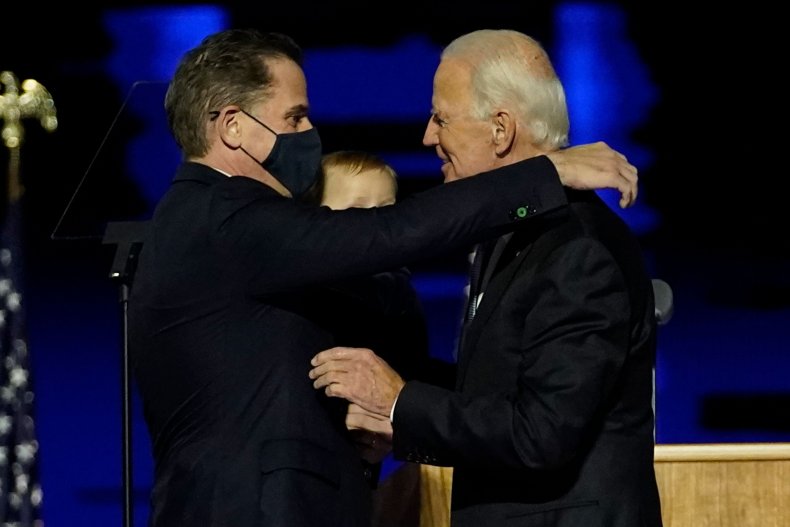 Joe and Hunter Biden embrace on November