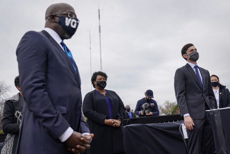 warnock abrams and ossoff listen to Biden