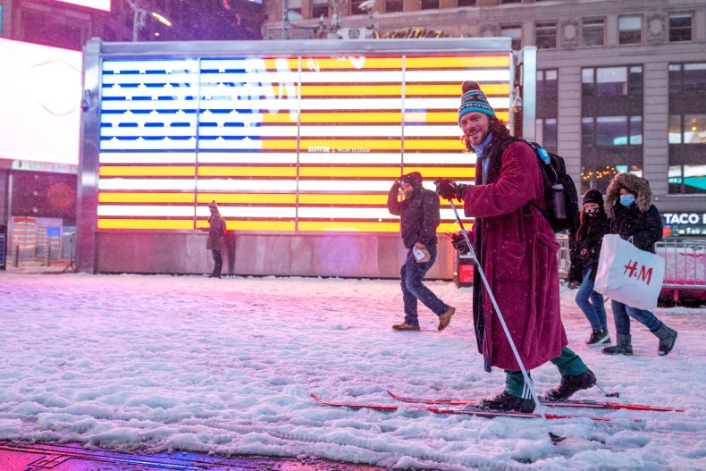 A man on skis in New York