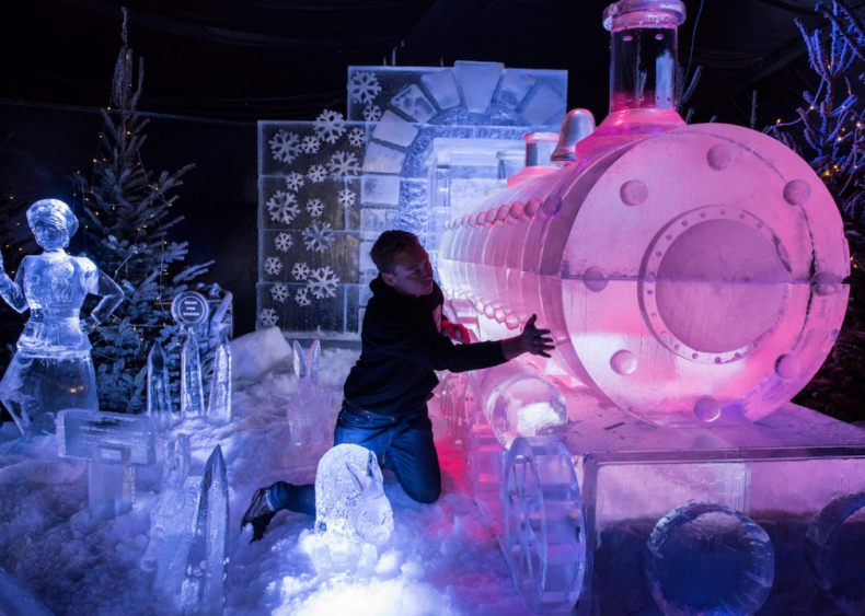 An ice steam train in Manchester, England