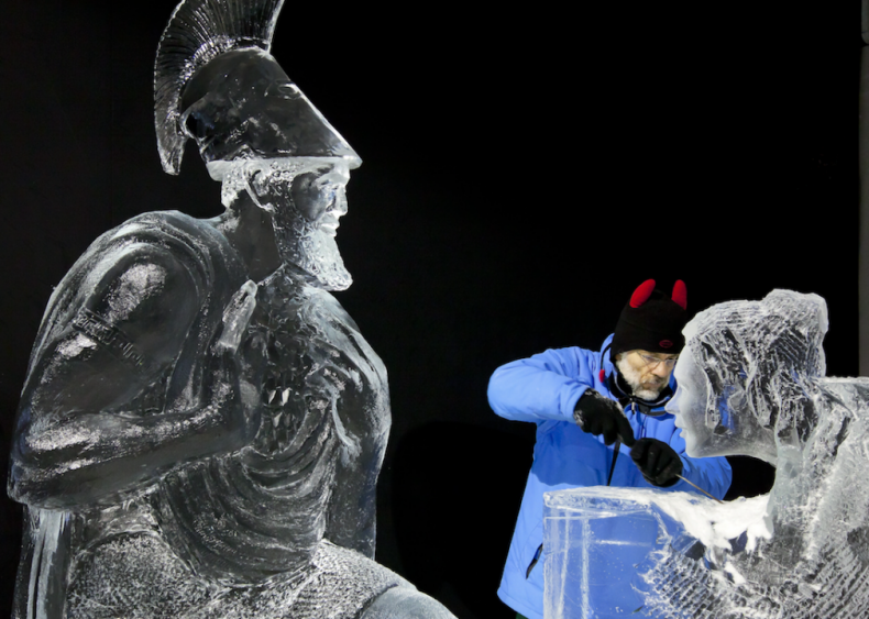 Ice artist at the Dutch Ice Sculpture Festival