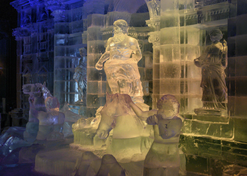 Ice replica of Rome’s Trevi Fountain in Moscow, Russia