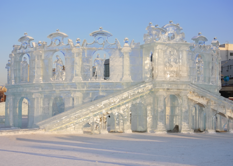 A theater sculpted from ice in Perm, Russia