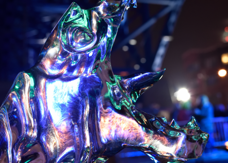 Dragon ice sculpture in Cleveland, Ohio