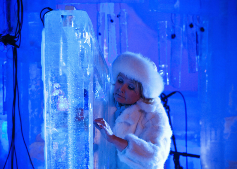 Harp made out of ice in Geilo, Norway