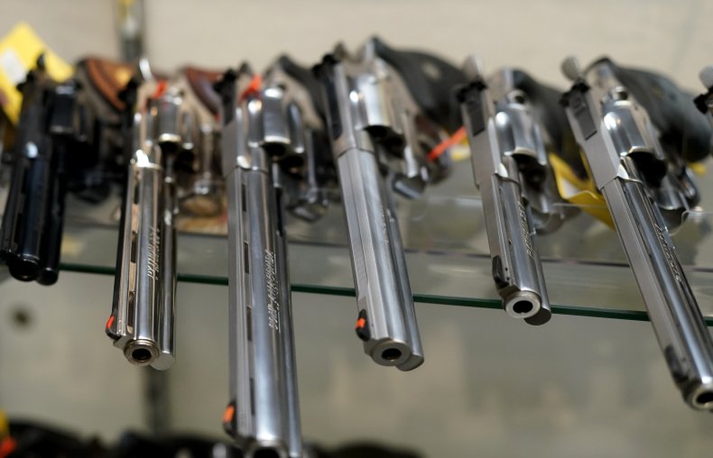 US-HEALTH-VIRUS-POLITICS-GUNS A display of guns for sale 