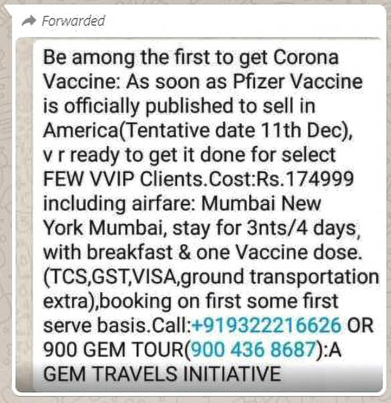 Whatsapp vaccine ad