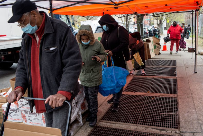 Food bank queue in NYC