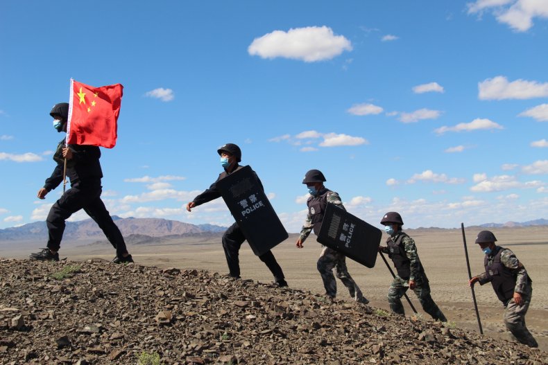 China Border Police Patrol Xinjiang Outskirts