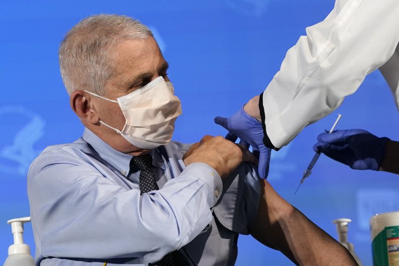 Dr. Fauci receiving COVID-19 vaccine December 2020