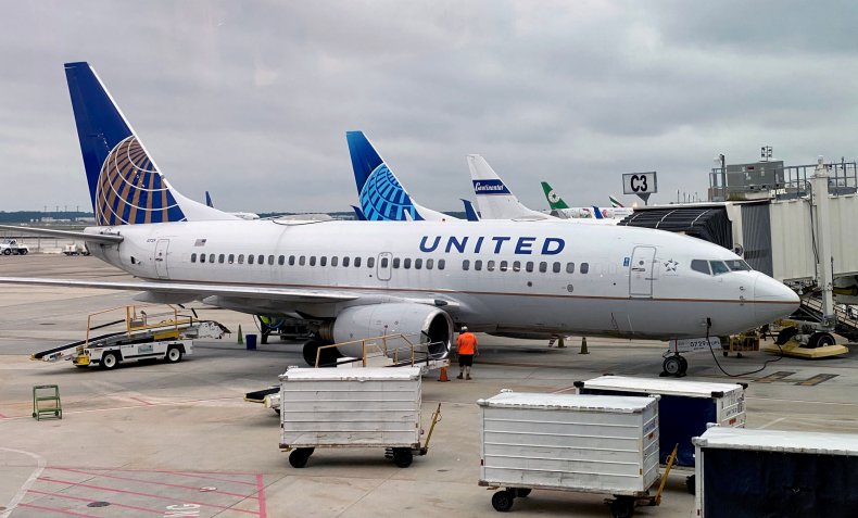 A United Airlines flight in Houston