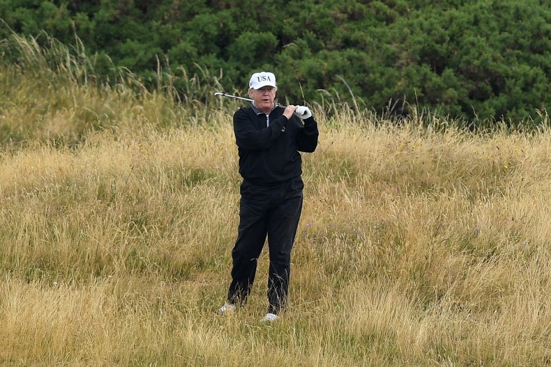 Donald Trump plays golf at Turnberry