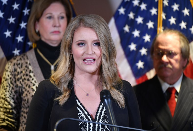 Jenna Ellis Speaking During a Press Conference