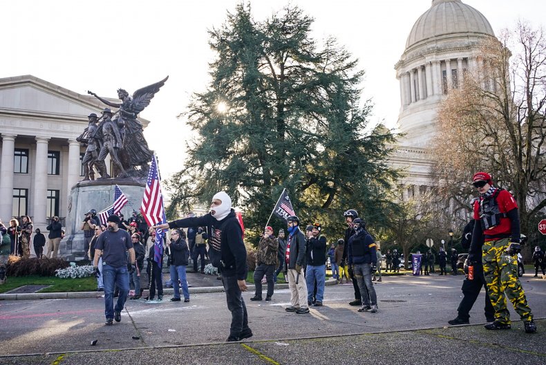 A group of protesters clash in DC