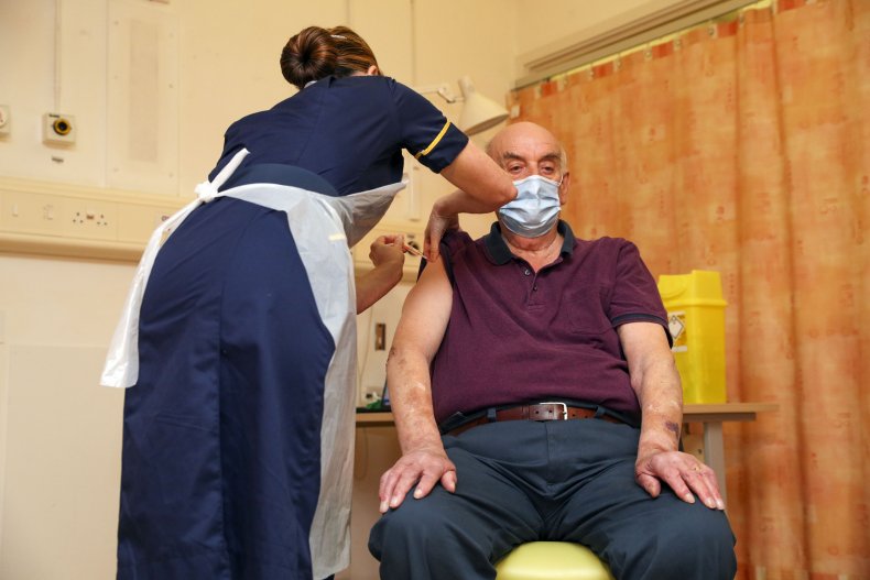 Brian Pinker receives Oxford COVID vaccine