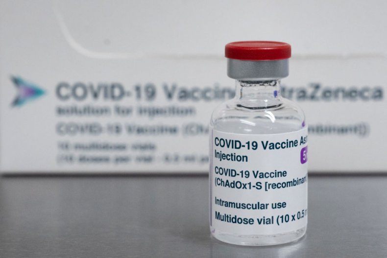 A vial of Oxford-AstraZeneca COVID-19 vaccine